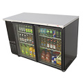Back Bar - Commercial Grade Refrigeration Unit, Glass doors and integrated lighting are ideal for displaying product.