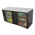 Back Bar - Commercial Grade Refrigeration Unit, Glass doors and integrated lighting are ideal for displaying product.