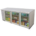 Back Bar - Commercial Grade Refrigeration Unit, Glass doors and integrated lighting are ideal for displaying product. Stainless steel front and sides!