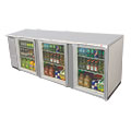 Back Bar - Commercial Grade Refrigeration Unit, Glass doors and integrated lighting are ideal for displaying product. Stainless steel front and sides!